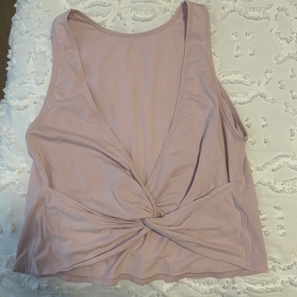 Pink lululemon open back tank top